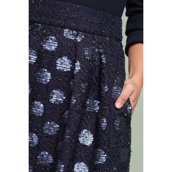 Anthropologie Sequin Navy Dot Mini Skirt Eva Franco - Picture 3 of 4